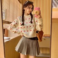 ❦ Autumn Winter New Sweaters Japanese Casual Loose Sweet Cute Jumpers Preppy Style Heart Fashion All Match Knitted Pullovers A84