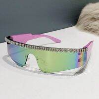 【CC】 Futuristic Hip Hop Cyberpunk Piece Goggles Eyewear Wrap Around Sunglasses