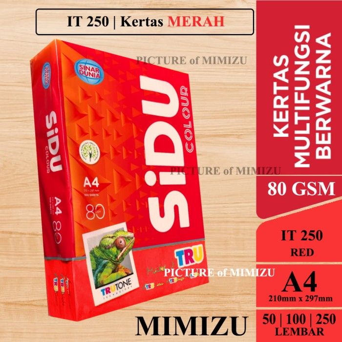 Sidu Kertas Hvs Warna A4 80 Gsm It250 Red Merah Cabe Lazada Indonesia