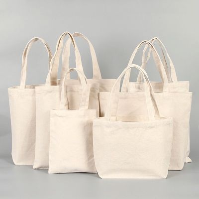 For Market Cotton Shopping Bags Blank Large Fabric Tote Bag Foldable Reusable Handbag