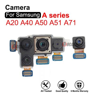 กล้องด้านหน้าแบบดั้งเดิมสำหรับ A50 A40 A20กาแล็กซี่ A51 A71โมดูลกล้องหลังด้านหลังหลัก Felx อะไหล่สายเคเบิล
