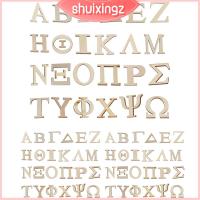 SHUIXINGZ ทำจากไม้ ตัวอักษรกรีกตัวอักษร สีล็อก ตัวอักษรเปล่าๆ บัตรที่ยังไม่เสร็จ การตกแต่งไม้ ศิลปะการตกแต่ง