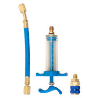 A/C Oil Injector R134A Refrigerant Oil Dye Injection Tool Quick Connector 1/4" Injector Tool Set Manual Screw-in Oiler Adapter