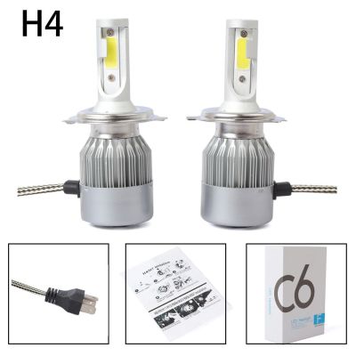 【Worth-Buy】 ชุดไฟหน้ารถ Led 2ชิ้น C6 Cob H4 36W 7600lm หลอดไฟสีขาว Dc 9-32V หลอดไฟไฟหน้ารถมอเตอร์ไซค์แบบ Led รถยนต์สว่าง