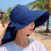 Summer New Womens Caps 13CM Big Brim And Thin Sun-Proof Fisherman Hat Shawl Hat With Bow Decoration Outdoor Riding Sun Hat