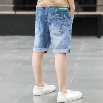 Ienens Boys Cargo Shorts Summer Children Jeans Loose Straight
