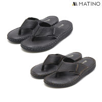 MATINO SHOES รองเท้าแตะชายหนังแท้ รุ่น MC/T 6545 - BLACK/BROWN