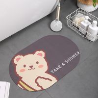 〖Cozyroom shop〗 Cartoon Bear Bathroom Bath Mat Super Absorbent Bathroom Rugs Set Non Slip Entrance Doormat Nappa Skin Floor Mats Toilet Carpet