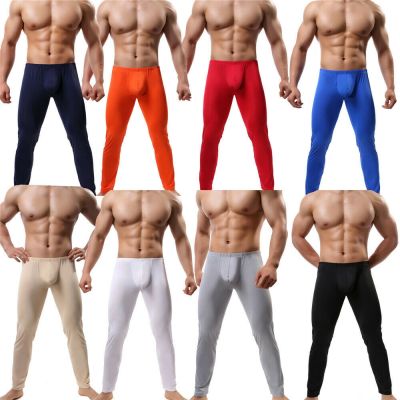 Men Pajama Bottoms Sexy Big Bugle Pouch Sheer Slip Trousers Sleepwear Sports Fitness Underwear Bodybuilding Ultra-thin Sleepwear