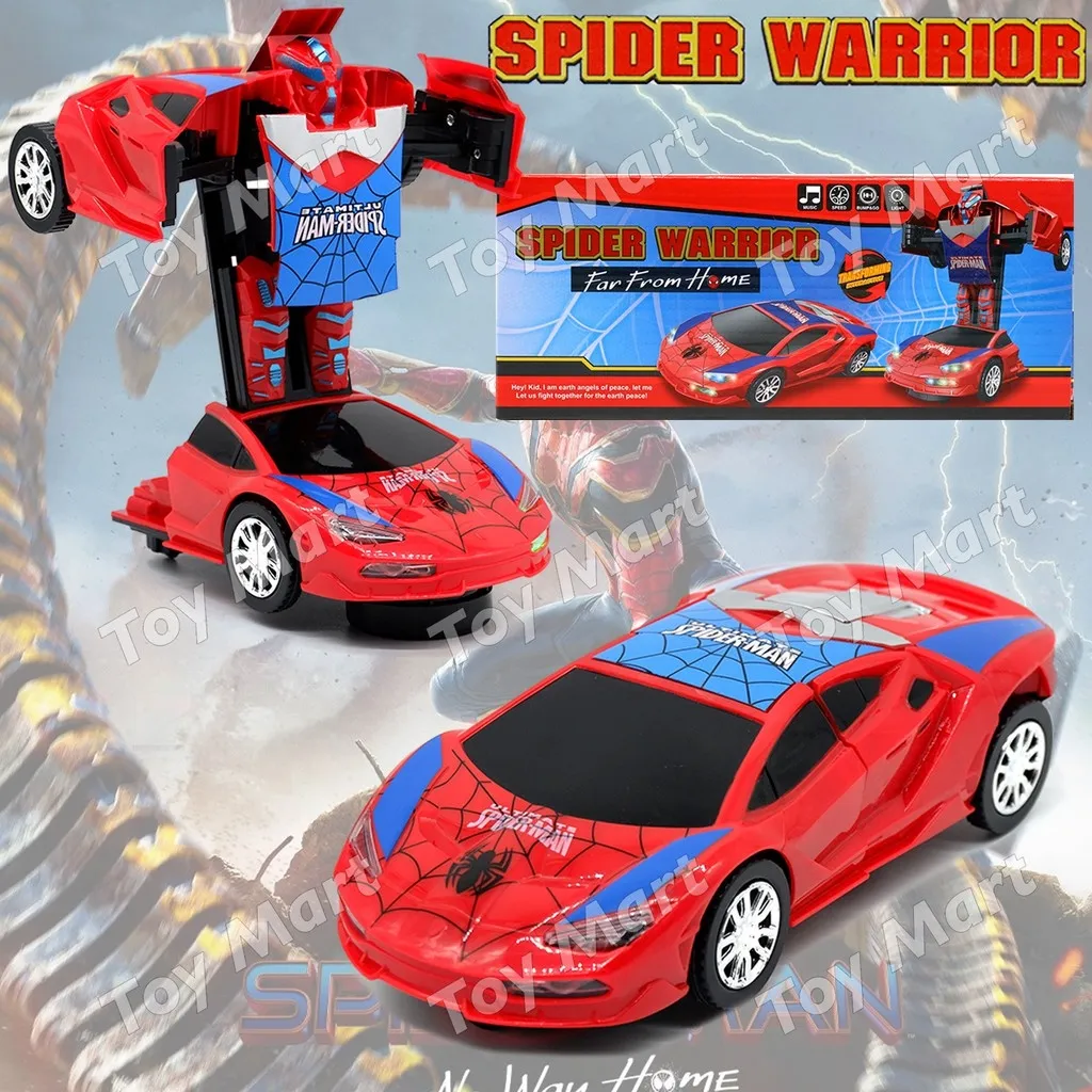 ❅ NEW Spider Iron Warrior Interactive Spiderman Robot Transformer Bump Go  Car Transform Light Sound | Lazada PH