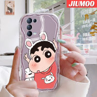 เคส JIUMOO สำหรับ OPPO Reno 5 5G Reno 5K 5G ค้นหา X3 Lite เคสลายการ์ตูน Crayon Shin-Chan กันกระแทกแบบใสนิ่มขอบลอนเนื้อครีมเคสมือถือสร้างสรรค์เคสโปร่งใสลายกล้องถ่ายรูปฝาครอบป้องกันง่าย