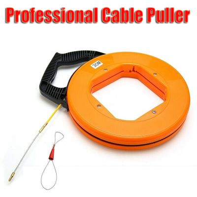 Fiberglass Professional Cable Puller 30Meter Flexible Glider Swivel Fish Tape Portable Reel Conduit Duct Wire Pulling Tool