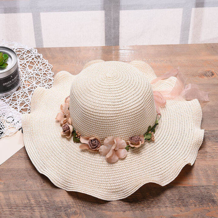 flower-hat-wave-brim-flower-hat-beach-hat-outdoor-beach-hat-flower-sunshade-hat-summer-hat-sun-hat