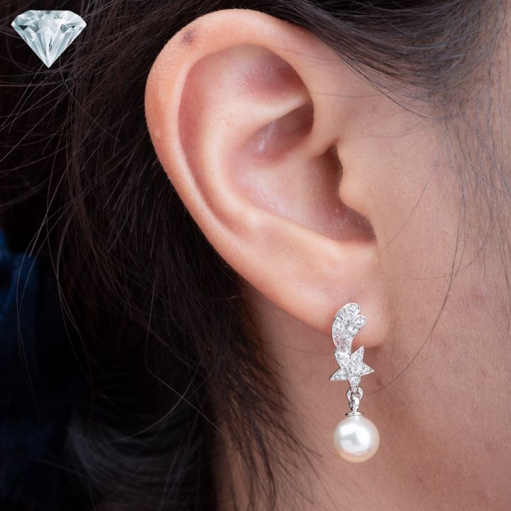 malai-gems-ต่างหูมุก-เงินแท้-silver-925-เพชรสวิส-cz-เคลือบทองคำขาว-รุ่น-51000044-แถมกล่อง-ต่างหูเพชร-ต่างหูเงินแท้