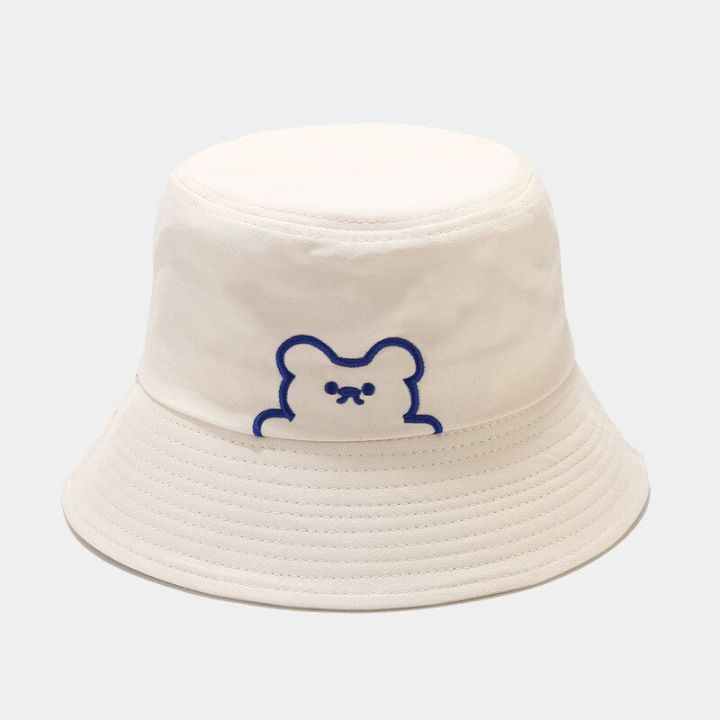 หมวกแฟชั่น-topi-bucket-สำหรับผู้หญิงผู้ชายหมวกผ้าฝ้ายลำลองพิมพ์ลายอ่างปลาหมวกอาบแดดชาวประมงขายส่งเรียบง่ายสีชมพู
