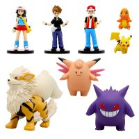 8 ชิ้น/เซ็ตรูปโปเกมอนโมเดลบทบาทอะนิเมะ Gengar Arcanine Pikachu Ash Ketchum Action Figure รวบรวมเครื่องประดับ