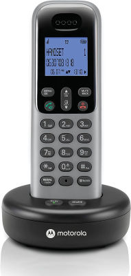 Motorola Voice Cordless Phone System w/Digital Handset + Answering Machine, Remote Access, Call Block - Dark Grey (T611) With Answering Machine 1 Handset