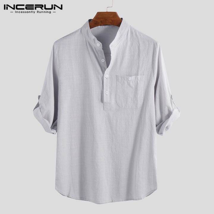 under-incerun-เสื้อเชิ้ตผ้าฝ้าย-เสื้อลำลองสำหรับผู้ชาย