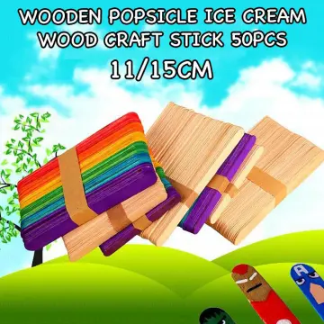 Popsicle Sticks 50Pcs Wooden Craft Ice Cream Stick Ice Lolly