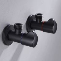 【YF】 Bathroom Angle Filling Valve Faucets Black Stainless Steel Kitchen Cold Hot Mixer Tap Accessories Standard G1/2 Threaded