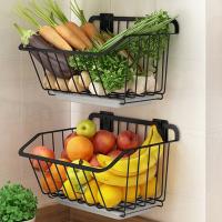 Kitchen Wall Hanging Storage Basket Fruit Vegetable Spice Rack with Drain Organizer Dish Drying Shelf