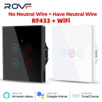 Rovf Tuya สวิตช์ไฟอัจฉริยะ Wifi ติดผนัง (ไม่มีเป็นกลาง) Wifi RF433