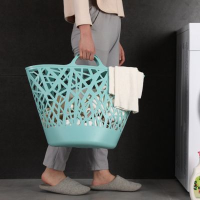 Imitation Rattan Laundry Basket, Plastic Folding Storage Basket, Household Laundry Basket, Bedroom Storage Bucket