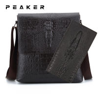 Peaker Alligator Pattern Mens Shoulder Bag With Wallet Mens Bag For Phone Men Husband Handbag Leather Waterproof Messenger Bag