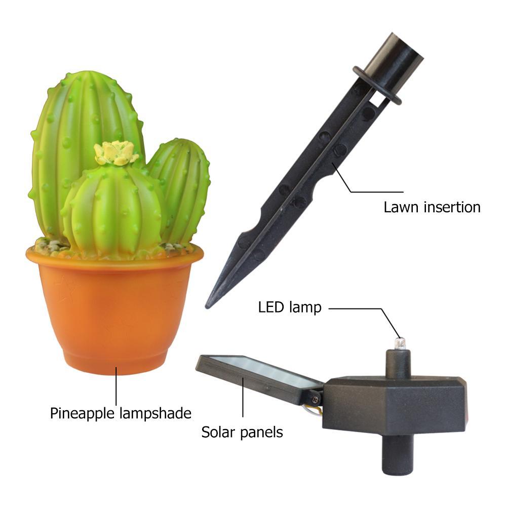 Solar LED Lawn Lamp Cactus Spike Ground Light for Outdoor Landscape Garden 