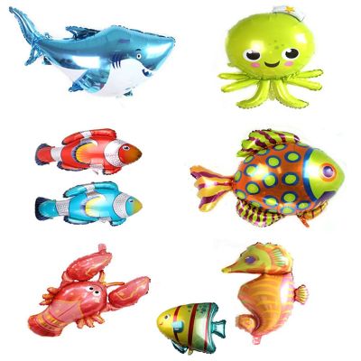 New Large Marine Animal Balloon Aluminum Film Octopus Inflatable Toy Great White Shark Seaside Party Decoration Helium Balloons