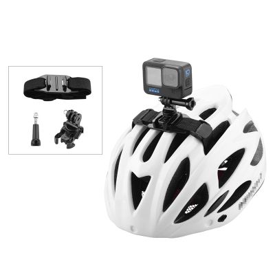 สายรัดศีรษะหมวกนิรภัยสำหรับจักรยานพร้อมคลิปวงเล็บยึดอะแดปเตอร์1/4สำหรับ Gopro 10/9/8 Osmo Action Insta360 ONE R กล้องเพื่อการกีฬา