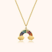 TKJ  Fashion Hot Sale 100 S925 Silver New Rainbow Cloud Necklace Female Simple Pendant Fashion Zircon Clavicle Chain