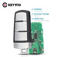 Keyyou 433Mhz Kunci Remote Mobil อัจฉริยะพับได้3ปุ่มพร้อม Id48ชิป3c0959752ba สำหรับ Vw Volkswagen รุ่น Passat B6 3c B7 Magotan Cc