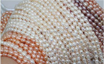 Wholesale Top Real pearl White Fill Rice Bead 6-7mm Natural pearl highlight Pearl 40cm Strand Loose Beads Women Jewelry DIY Gift