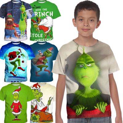 The Grinch(3-13 Years Old） Kids Fashion T-Shirt Boys Daily Short Sleeve Shirts Baby Casual Tops Games Adventure Summer Clothes