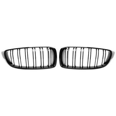 Front Grill Grilles Kidney Grill Replacement for BMW 4 Series F32 F33 F36 F80 F82 Double Slat M4 Sport Style Bright Black
