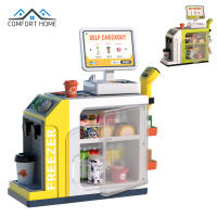 Cash Register Playset For Kids Simulation Money Scanner Play Foods Refrigerator Pretend Play Toys Gifts For Boys Girls