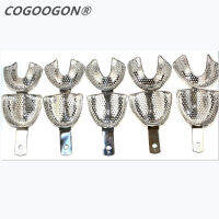 สแตนเลสทันตกรรมประทับใจถาดเต็มฟันปลอมพรุนชุด10ชิ้น XS-S-M-L-XL บนล่าง