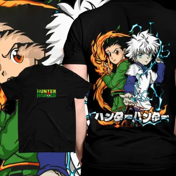 Hunter X Hunter in Kanji Characters with Gon, Killua, Kurapika and Leorio  Mens and Womens Short Sleeve T-Shirt (Black, S-XXL)