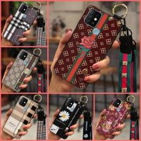 Dirt-resistant protective Phone Case For Infinix X682/HOT10 Simple Fashion Design classic Wrist Strap Plaid texture TPU