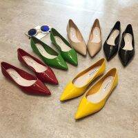 Womens Plus Size Flat Shoes Pointed Single Shoes 2021 New Womens shoes Shallow Mouth Casual Candy-colored Patent Leather Flat Shoes