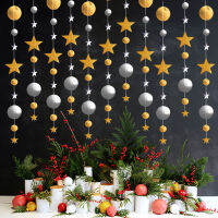 กระจกคู่แผงวงกลม Pentagonal Star Garlands ตกแต่งคริสต์มาสฮาโลวีนวันเกิดงานแต่งงานตกแต่ง Banner