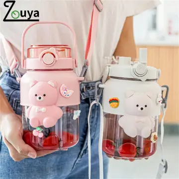 New Arrival School Kawaii Cute Kids Big Belly Cartoon Bear Water Bottle  with Straw Belt - China Water Bottle and Straw Water Bottle price