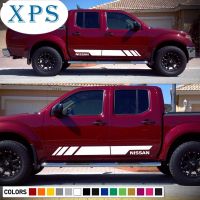 Xps 2ชิ้นกราฟิกไวนิลสติ๊กเกอร์ตกแต่งลายทางชุดสำหรับนิสสัน Frontier Navara ป้องกันประตูท้าย