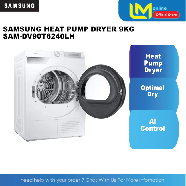 SAMSUNG HEAT PUMP DRYER 9KG SAMDV90T6240LH Lazada