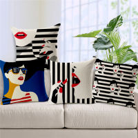 Decorative throw pillow case fashion women cushion cover black striped pillow cover modern decorative cojines 45cm almofadas