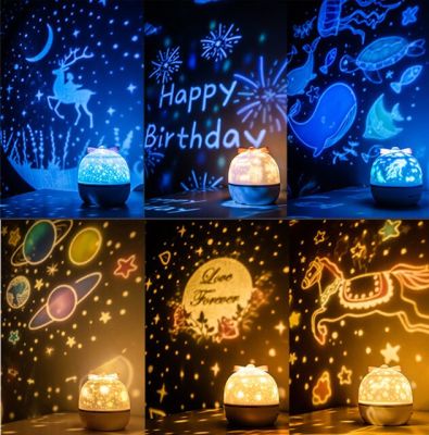 Rotate Star Projector Night Light With Bluetooth Speaker USB Rechargeable Starry Sky Projector LED Lamp Kids Baby Gift