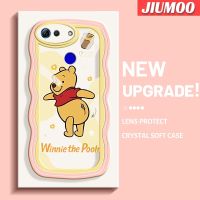 JIUMOO เคส V20เคสสำหรับ Honor โปรช้อนส้อมมีดหมีพูห์วินนี่น่ารักสีคลื่นขอบเคสโทรศัพท์โปร่งใสเคสกันกระแทกนิ่มเรียบง่ายป้องกันเลนส์กล้องโคฟเคสใสซิลิโคน