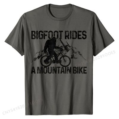 Bigfoot Rides A Mountain Bike Funny MTB Biking Biker Gift T-Shirt Geek Normal Tops Shirt Retro Cotton Men Top T-shirts