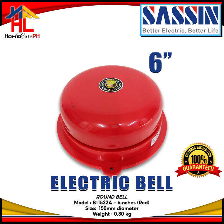 Sassin Electric Bell 150mm 6 inch Dia Metal Round Fire Alarm Bell AC ...